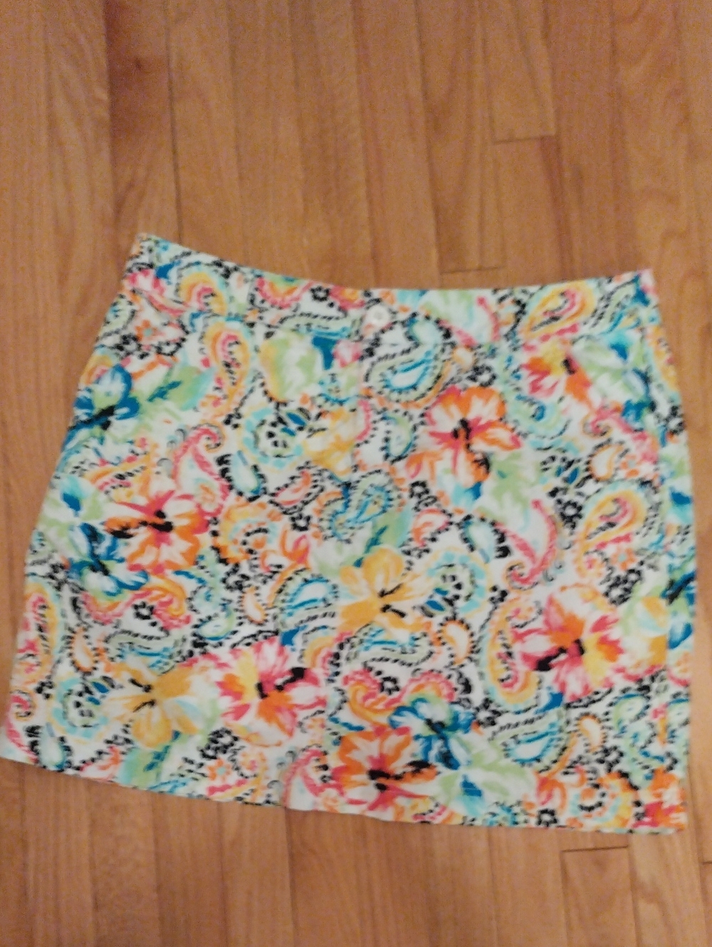 Christopher & Banks Multicolor Floral Paisley Skort With Front & Back Pockets